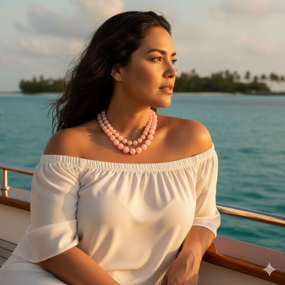 Vintage Pink Lucite Bead Necklace – Double Strand Retro Bubblegum Glam Barbie - Picture 2 of 11